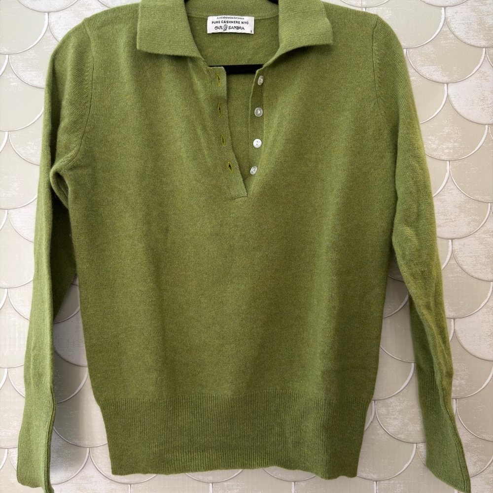 Pure Cashmere NYC x Café Leandra Green Cashmere Women's Sweater